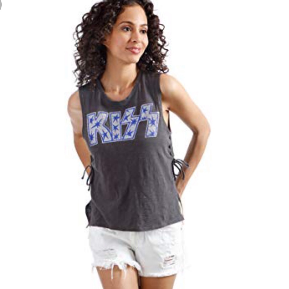 Lucky Brand Kiss band tank top with lace up sides